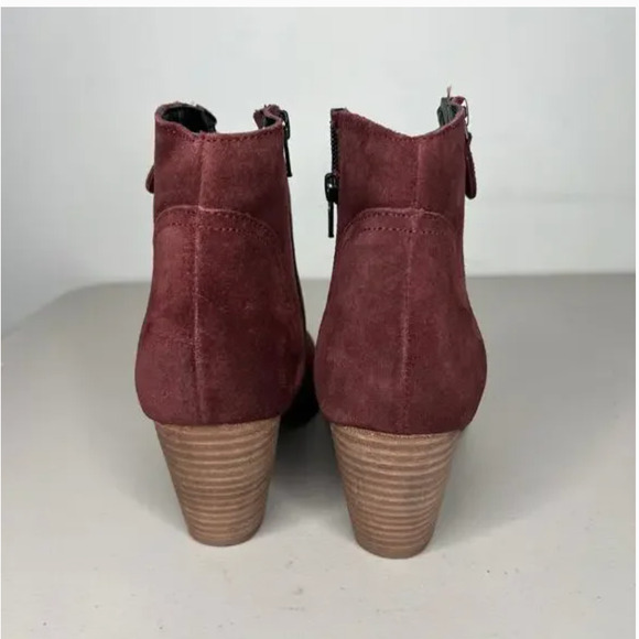 Diba Sequoia Western Booties 9.5 NWOT Burgundy Red Leather Suede Heel Boho Boots - Picture 3 of 6